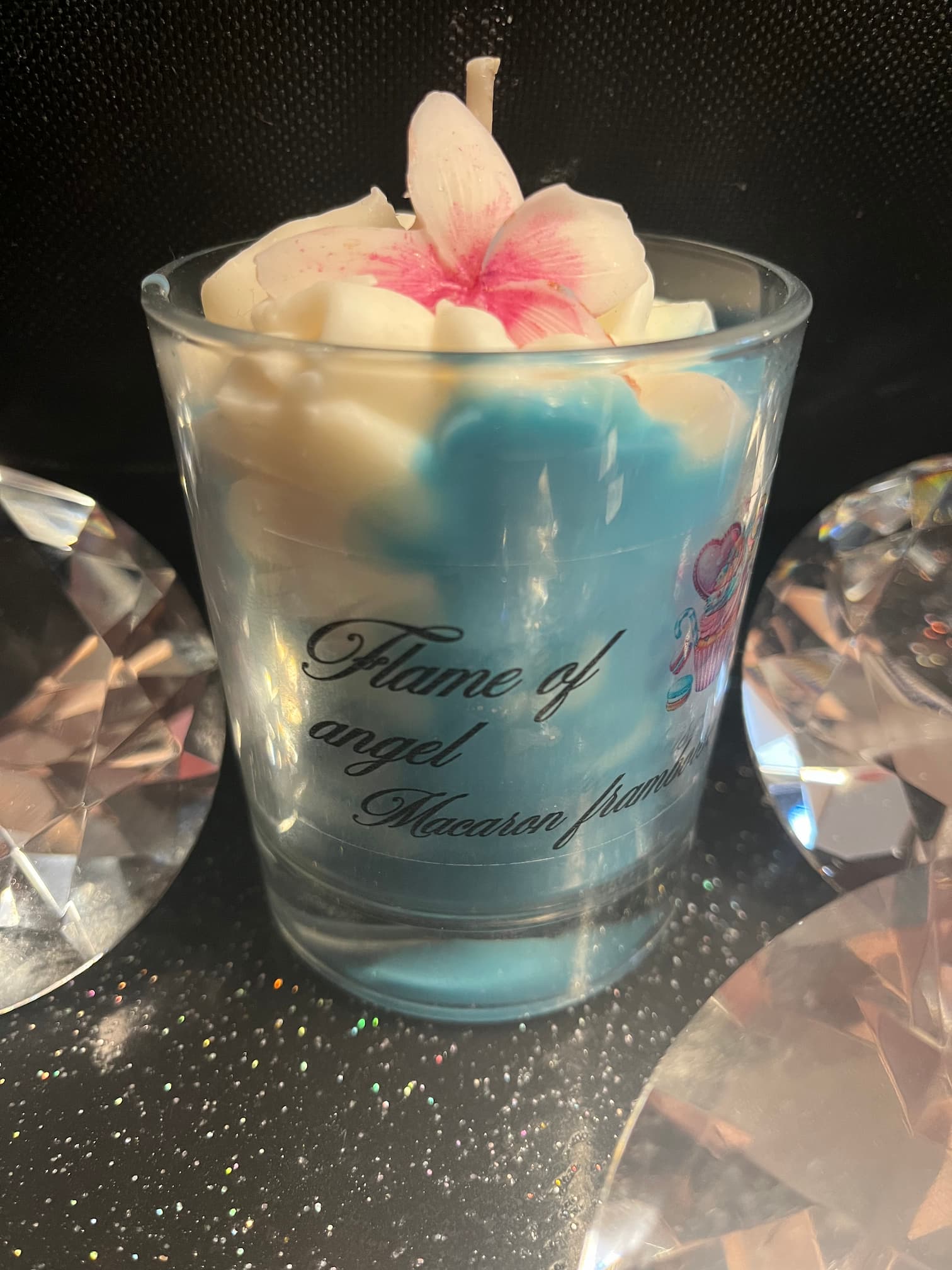 Bougies gourmandes Macaron framboise violette